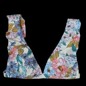 Kona Sol‎ Soft Ruffle Bralette Bikini Top, Medium - Flower Print